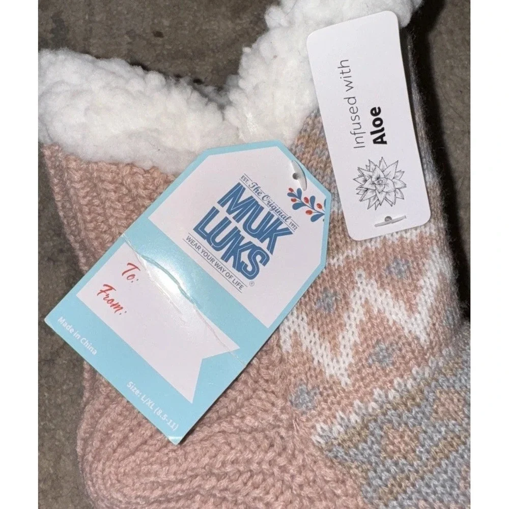 MUK‎ LUKS WOMENS CABIN SOCKS SIZE L/XL Fits Shoe Sz 8.5-11 INFUSED WITH ALOE New